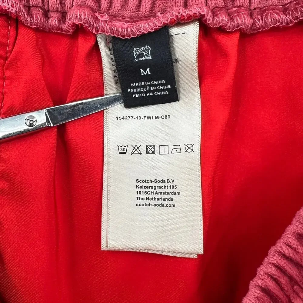 SCOTCH AND SODA The Peaks Velour Crop Track Pants Womens M Red Mid Rise Straight - Picture 12 of 16
